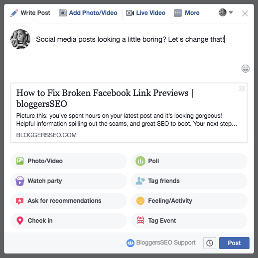 facebook review link broken